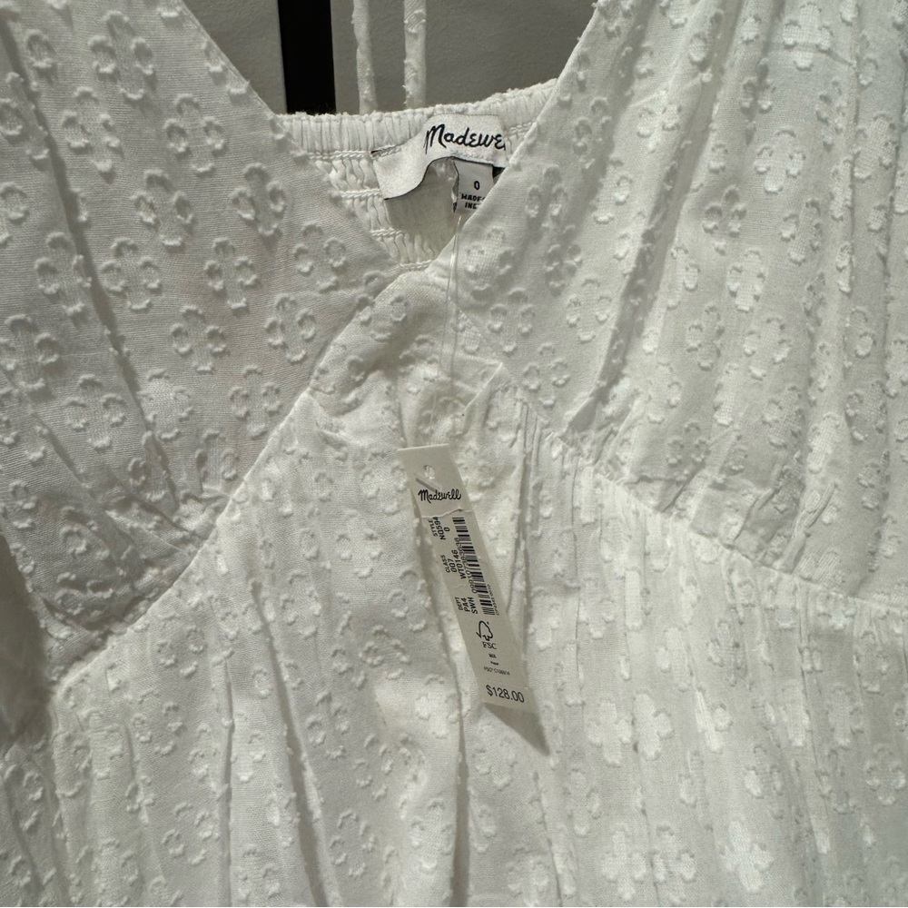 Madewell Tie-Back Flutter-Sleeve Tiered Midi Dress White NQ594 Size 0 - Picture 5 of 10